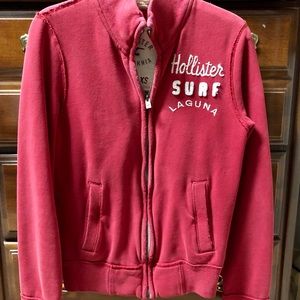 Hollister California Red Zipper distressed hoodie